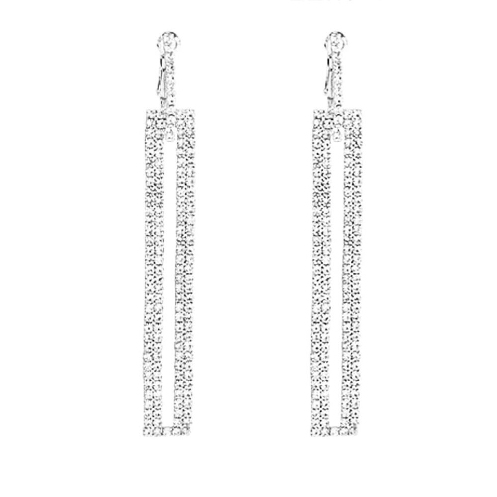 Silver Rhinestone Drop Earrings